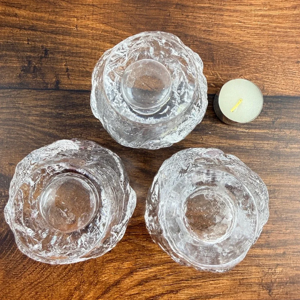 Kosta Boda Snowball Crystal Candle Holders Set of 7 Ann Wolff Sweden
